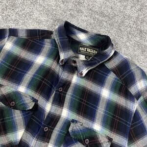Salt Valley Flannel Shirt Mens Large Rayon Western Plaid Button Up‎ *Distressed*